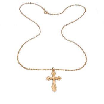 9ct gold 22 inch Cross Pendant with chain